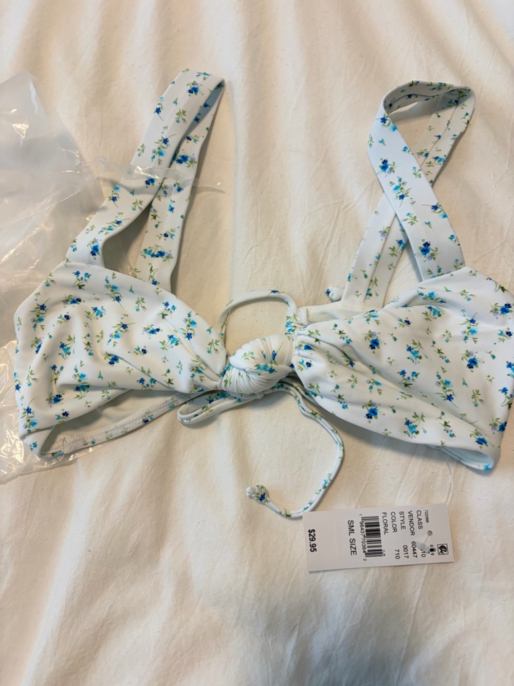 PacSun White Floral Knot Bikini Top